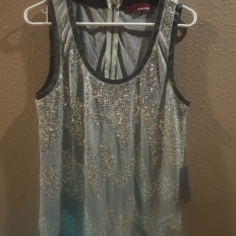 Line & Dot Silver Sequin Tank Top